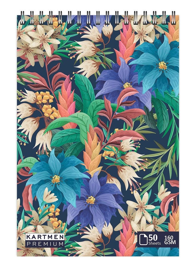 KARTMEN Floral Green (50 Sheets, 100 Pages) A5 Sketchbook | Top Spiral-Bound Sketchpad for Artists | Professional Grade Drawing and Sketchbook - Image 1